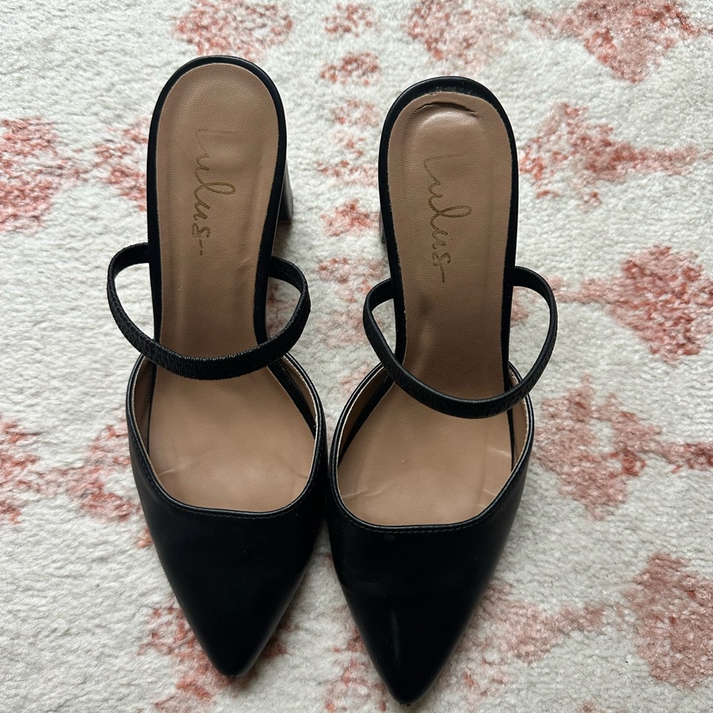 Pointed-Toe Heeled Mules